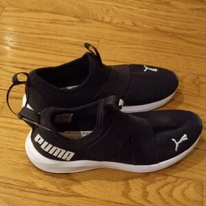 Puma Black Slip-On Sneakers with White Sole